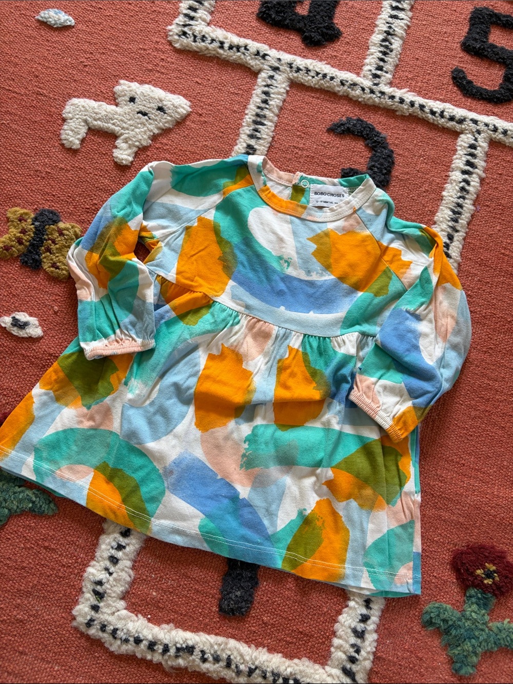 Bobo Choses Long Sleeve Abstract Watercolor Toddler Dress - Multicolor